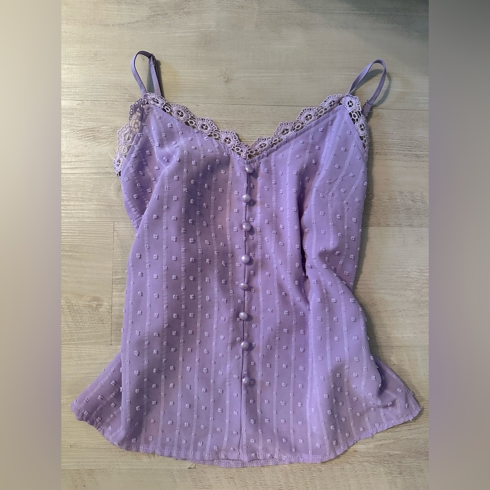 Lavender Lace Trim Women’s Camisole Tank 💜